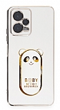 Eiroo Baby Panda Xiaomi Redmi Note 12 5G Standl Beyaz Silikon Klf