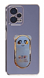 Eiroo Baby Panda Xiaomi Redmi Note 12 5G Standl Mavi Silikon Klf