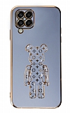 Eiroo Bearbrick Samsung Galaxy M32 Standl Mavi Silikon Klf