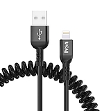 Ivon Siyah Spiral Lightning USB Data Kablosu 1m