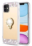 Eiroo Bling Mirror iPhone 11 Silikon Kenarlı Aynalı Gold Rubber Kılıf