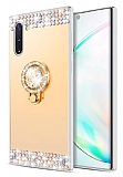 Eiroo Bling Mirror Samsung Galaxy Note 10 Silikon Kenarlı Aynalı Gold Rubber Kılıf