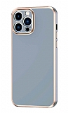 Eiroo Borderline iPhone 12 Pro Kamera Korumal Mavi Silikon Klf