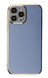 Eiroo Borderline iPhone 13 Pro Max Kamera Korumalı Mavi Silikon Kılıf