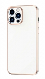 Eiroo Borderline iPhone 13 Pro Max Kamera Korumal Beyaz Silikon Klf
