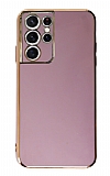Eiroo Borderline Samsung Galaxy S21 Ultra Kamera Korumal Mor Silikon Klf