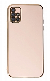 Eiroo Borderline Samsung Galaxy A51 Kamera Korumal Pembe Silikon Klf