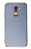 Eiroo Borderline Samsung Galaxy J8 Kamera Korumalı Mavi Silikon Kılıf