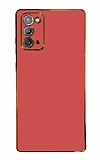 Eiroo Borderline Samsung Galaxy Note 20 Kamera Korumalı Kırmızı Silikon Kılıf