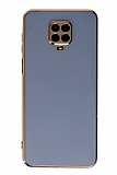 Eiroo Borderline Xiaomi Redmi Note 9 Pro Kamera Korumalı Mavi Silikon Kılıf