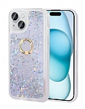 Eiroo Bright iPhone 15 Plus Sulu Simli Silver Silikon Kılıf