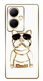 Eiroo Bulldog vivo V29 Lite Standl Kamera Korumal Beyaz Silikon Klf