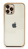 Eiroo Camera Protect iPhone 12 Pro 6.1 inç Kamera Korumalı Gold Silikon Kılıf