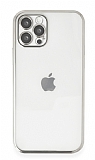 Eiroo Camera Protect iPhone 12 Pro Max 6.7 inç Kamera Korumalı Silver Silikon Kılıf
