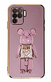 Eiroo Candy Bear Oppo A94 Standl Mor Silikon Klf