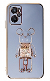 Eiroo Candy Bear Oppo A96 Standl Mavi Silikon Klf
