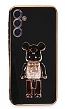 Eiroo Candy Bear Samsung Galaxy A24 4G Standl Siyah Silikon Klf
