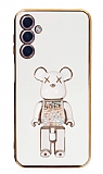 Eiroo Candy Bear Samsung Galaxy A24 4G Standl Beyaz Silikon Klf