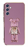 Eiroo Candy Bear Samsung Galaxy A24 4G Standl Mor Silikon Klf