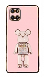 Eiroo Candy Bear Samsung Galaxy Note 10 Lite Standl Pembe Silikon Klf