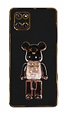 Eiroo Candy Bear Samsung Galaxy Note 10 Lite Standlı Siyah Silikon Kılıf