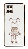 Eiroo Candy Bear Samsung Galaxy Note 10 Lite Standlı Beyaz Silikon Kılıf