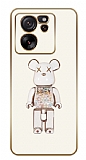 Eiroo Candy Bear Xiaomi 13T Pro Standl Kamera Korumal Beyaz Silikon Klf