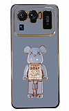 Eiroo Candy Bear Xiaomi Mi 11 Ultra Standl Mavi Silikon Klf