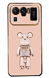 Eiroo Candy Bear Xiaomi Mi 11 Ultra Standl Pembe Silikon Klf