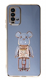 Eiroo Candy Bear Xiaomi Poco M3 Standl Mavi Silikon Klf