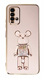 Eiroo Candy Bear Xiaomi Redmi 9T Standl Pembe Silikon Klf
