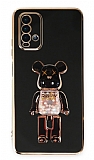 Eiroo Candy Bear Xiaomi Redmi 9T Standlı Siyah Silikon Kılıf