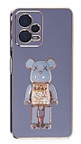 Eiroo Candy Bear Xiaomi Redmi Note 12 5G Standl Mavi Silikon Klf