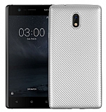 Eiroo Carbon Thin Nokia 3 Ultra İnce Silver Silikon Kılıf