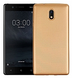 Eiroo Carbon Thin Nokia 3 Ultra İnce Gold Silikon Kılıf