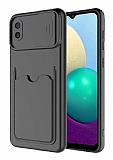 Eiroo Card-X Samsung Galaxy A02 Kamera Korumalı Siyah Silikon Kılıf