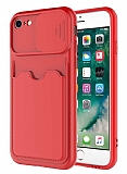 Eiroo Card-X iPhone SE 2022 Kamera Korumalı Kırmızı Silikon Kılıf