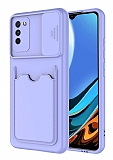 Eiroo Card-X Xiaomi Poco M3 Kamera Korumalı Lila Silikon Kılıf