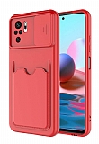 Eiroo Card-X Xiaomi Redmi Note 10 Kamera Korumal Krmz Silikon Klf