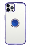 Eiroo Clear Ring iPhone 13 Pro Max Kenarlı Mavi Silikon Kılıf