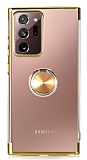 Eiroo Clear Ring Samsung Galaxy Note 20 Ultra Gold Kenarlı Silikon Kılıf