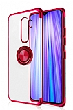 Eiroo Clear Ring Xiaomi Redmi Note 8 Pro Kırmızı Kenarlı Silikon Kılıf