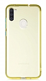 Eiroo Color Button Samsung Galaxy A11 Sarı Silikon Kılıf