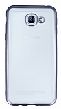 Samsung Galaxy A8 2016 Dark Silver Kenarlı Şeffaf Silikon Kılıf