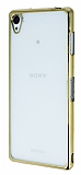 Sony Xperia Z3 Gold Kenarlı Şeffaf Silikon Kılıf