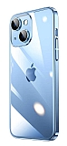 Eiroo Color Frame iPhone 14 Kamera Korumal Mavi Silikon Klf