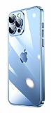 Eiroo Color Frame iPhone 14 Pro Kamera Korumal Mavi Silikon Klf