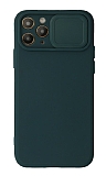 Eiroo Color Lens iPhone 12 Pro Max 6.7 inç Kamera Korumalı Yeşil Silikon Kılıf