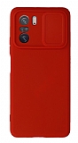 Eiroo Color Lens Xiaomi Poco F3 Kamera Korumalı Kırmızı Silikon Kılıf