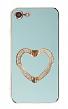 Eiroo Crystal Serisi iPhone 7 / 8 Kalpli Gold Taşlı Tutuculu Yeşil Silikon Kılıf